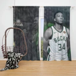 Giannis Antetokounmpo Professional NBA Player Window Curtain
