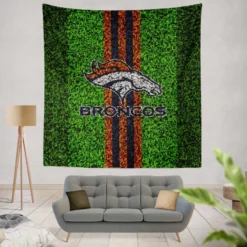 Grass Design NFL Denver Broncos Logo Tapestry