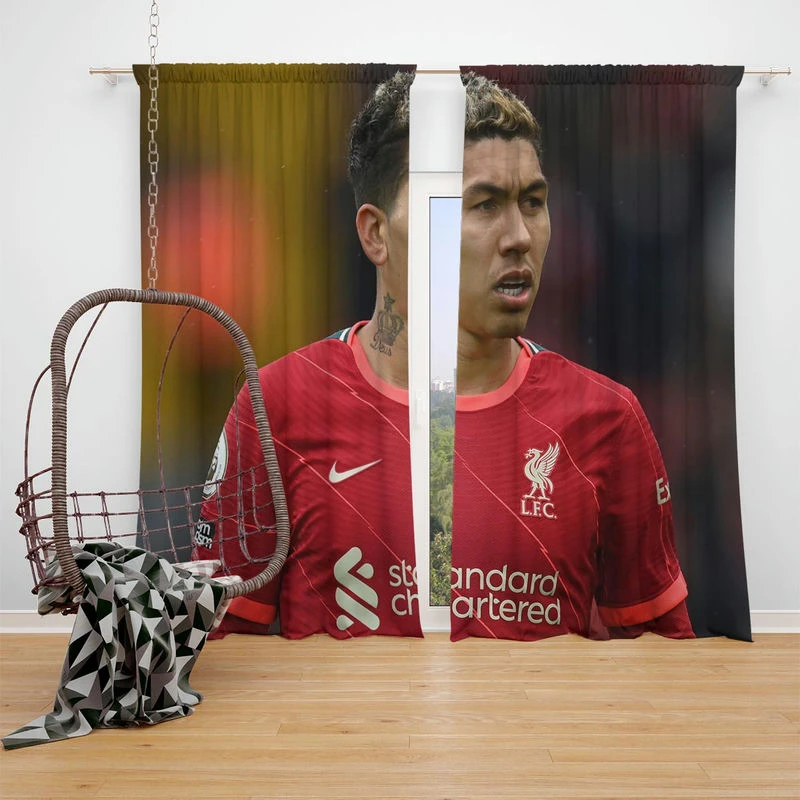 Inspiring Liverpool Football Roberto Firmino Window Curtain