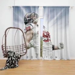 JJ Watt Energetic NFL American Football Player Window Curtain