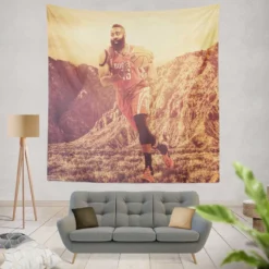 James Harden Energetic NBA Basketball Player Tapestry