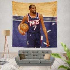 Kevin Durant Energetic NBA Basketball Player Tapestry