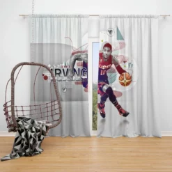 Kyrie Irving Energetic NBA Basketball Player Window Curtain