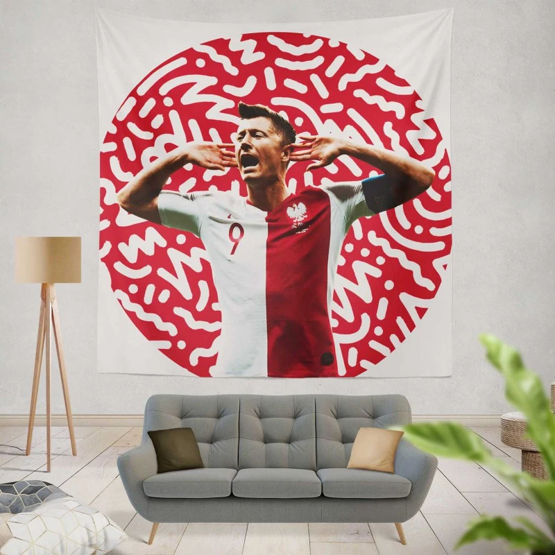 Lewandowski Capable Poland Soccer Player Tapestry