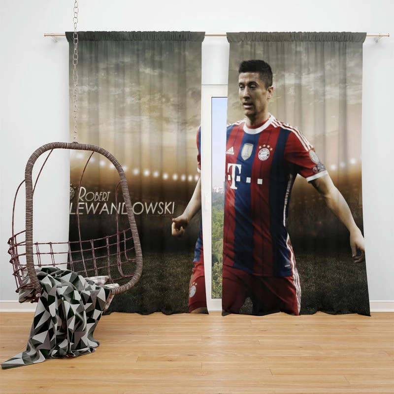 Lewandowski European Cup Sports Player Window Curtain