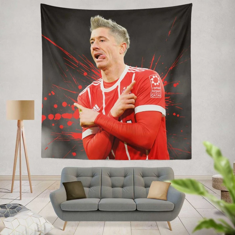 Lewandowski Goal Driven Soccer Player Tapestry