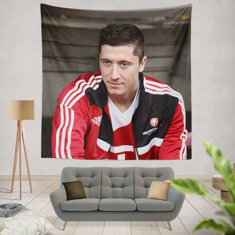 Lewandowski Successful Football Player Tapestry