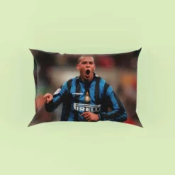 Energetic Soccer Player Ronaldo Nazario Pillow Case