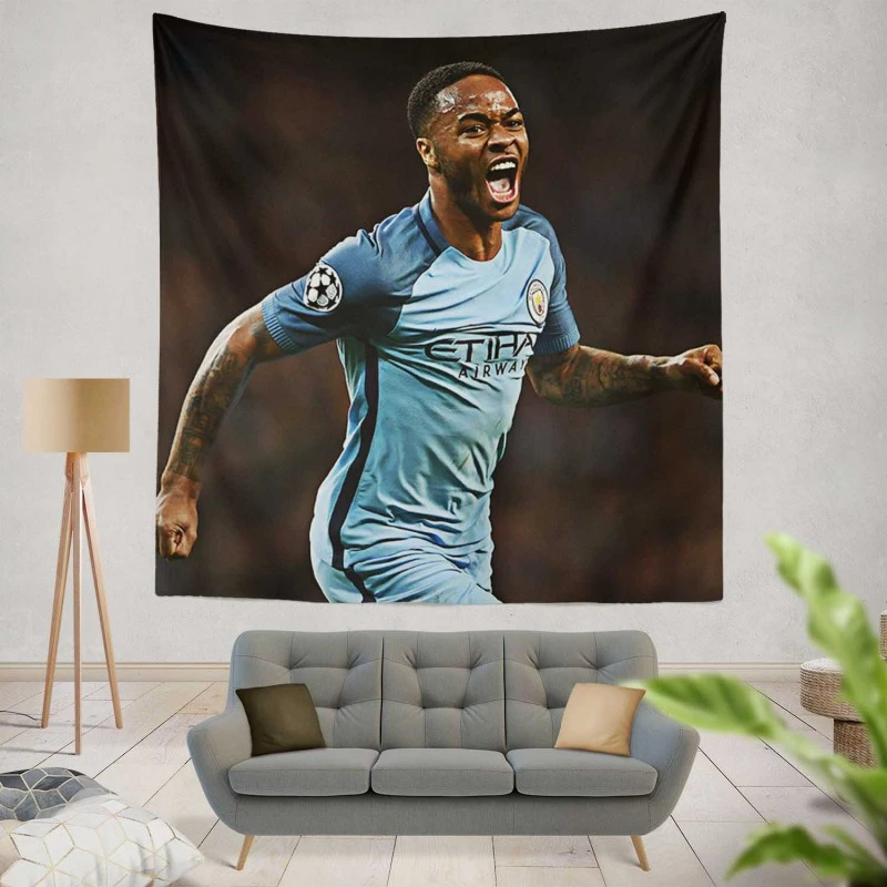 Manchester City Football Player Raheem Sterling Tapestry