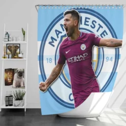 Manchester City  Sergio Aguero Shower Curtain
