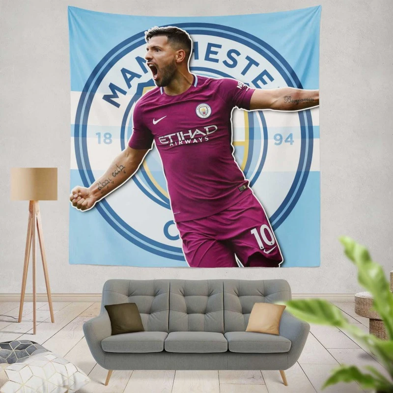 Manchester City  Sergio Aguero Tapestry