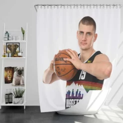 Nikola Jokic Denver Nuggets Basketball Player Shower Curtain