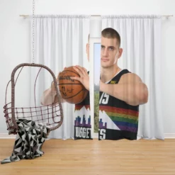 Nikola Jokic Denver Nuggets Basketball Player Window Curtain
