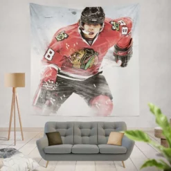Patrick Kane Powerful NHL Hockey Player Tapestry