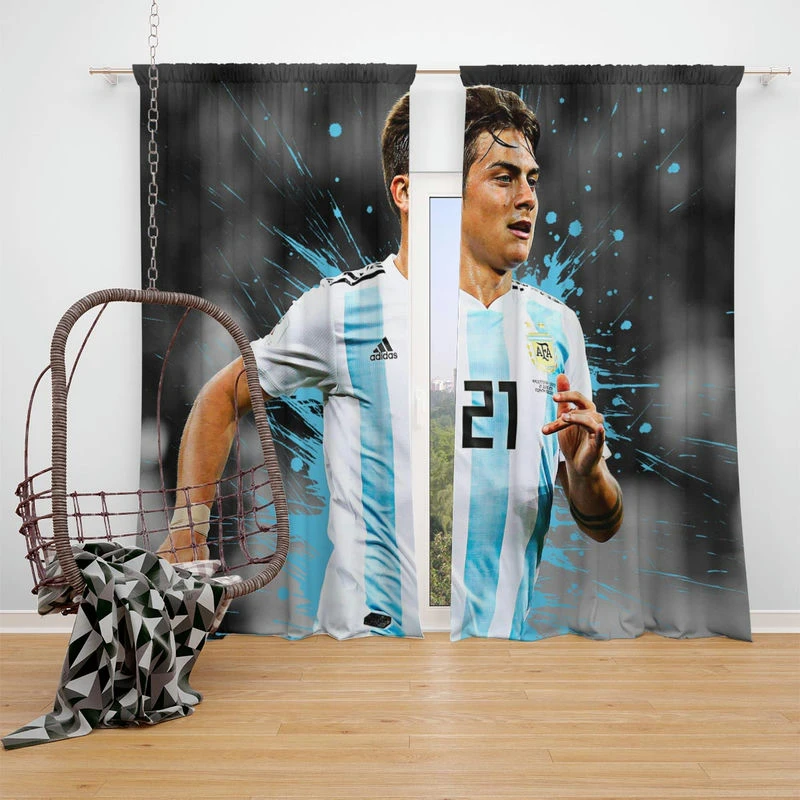 Paulo Dybala athletic Soccer Player Window Curtain