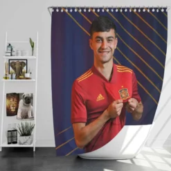 Pedri Spanish Spirited Football Player Shower Curtain