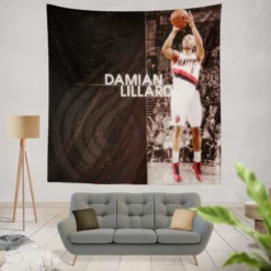 Popular NBA Basketball Player Damian Lillard Tapestry