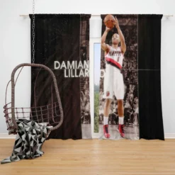 Popular NBA Basketball Player Damian Lillard Window Curtain