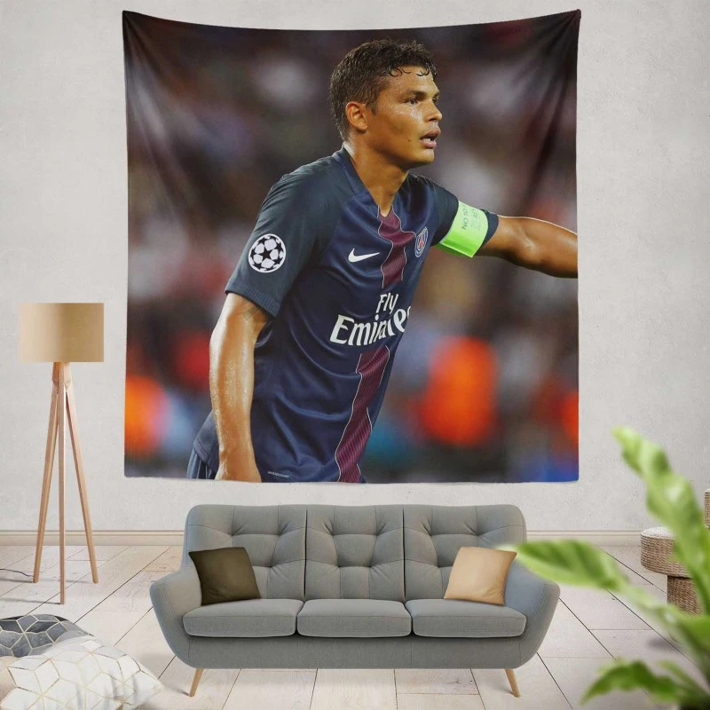 Popular PSG Football Player Thiago Silva Tapestry