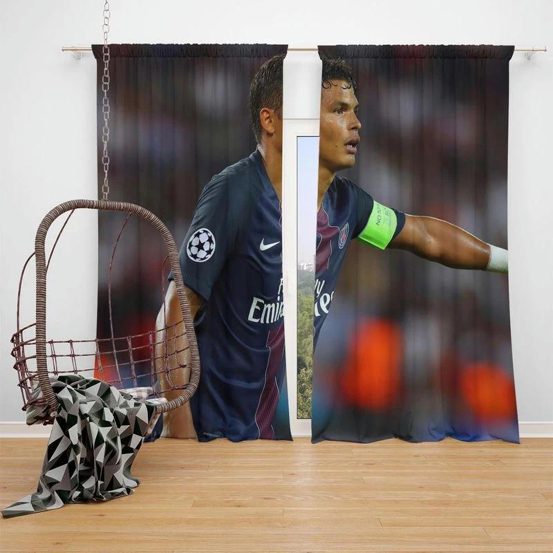 Popular PSG Football Player Thiago Silva Window Curtain