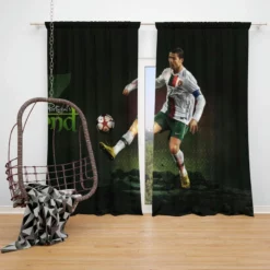 Portugal Soccer Player Cr7 Cristiano Ronaldo Window Curtain