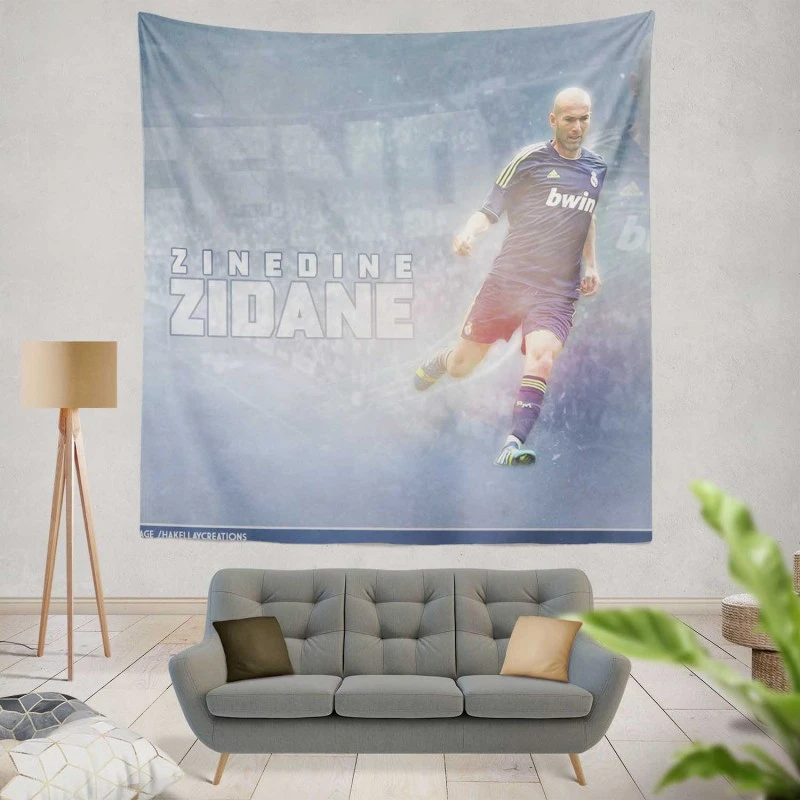 Powerful Madrid Football Zinedine Zidane Tapestry