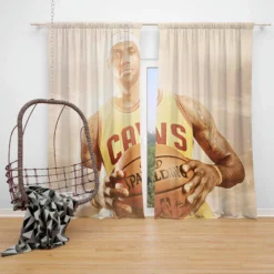 Powerful NBA Basketball Player LeBron James Window Curtain