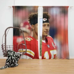 Powerful NFL Football Player Patrick Mahomed Window Curtain