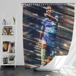 Powerfull Chelsea Soccer Player Eden Hazard Shower Curtain