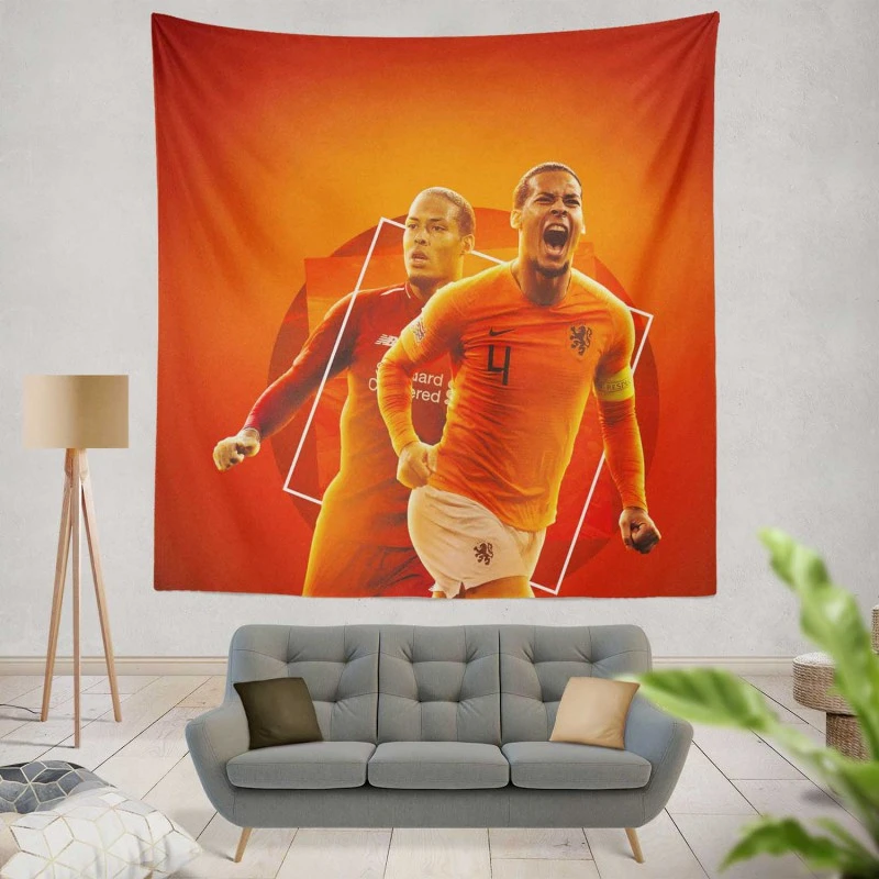 Professional Dutch Footballer Virgil van Dijk Tapestry