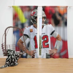 Professional NFL Football Player Tom Brady Window Curtain