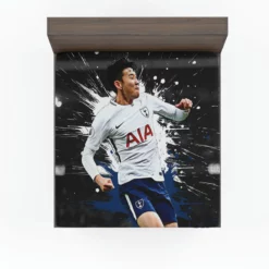 Professional Soccer Player Son Heung Min Fitted Sheet