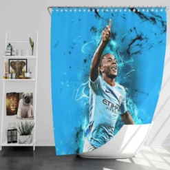 Raheem Sterling Passionate Football Shower Curtain