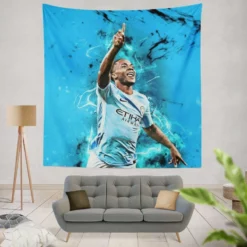 Raheem Sterling Passionate Football Tapestry