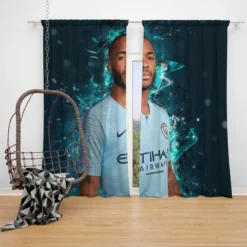 Raheem Sterling Popular Football Window Curtain