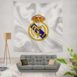 Real Madrid Logo Competitive Football Club Tapestry