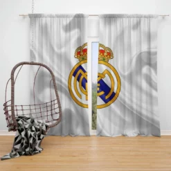 Real Madrid Logo Competitive Football Club Window Curtain