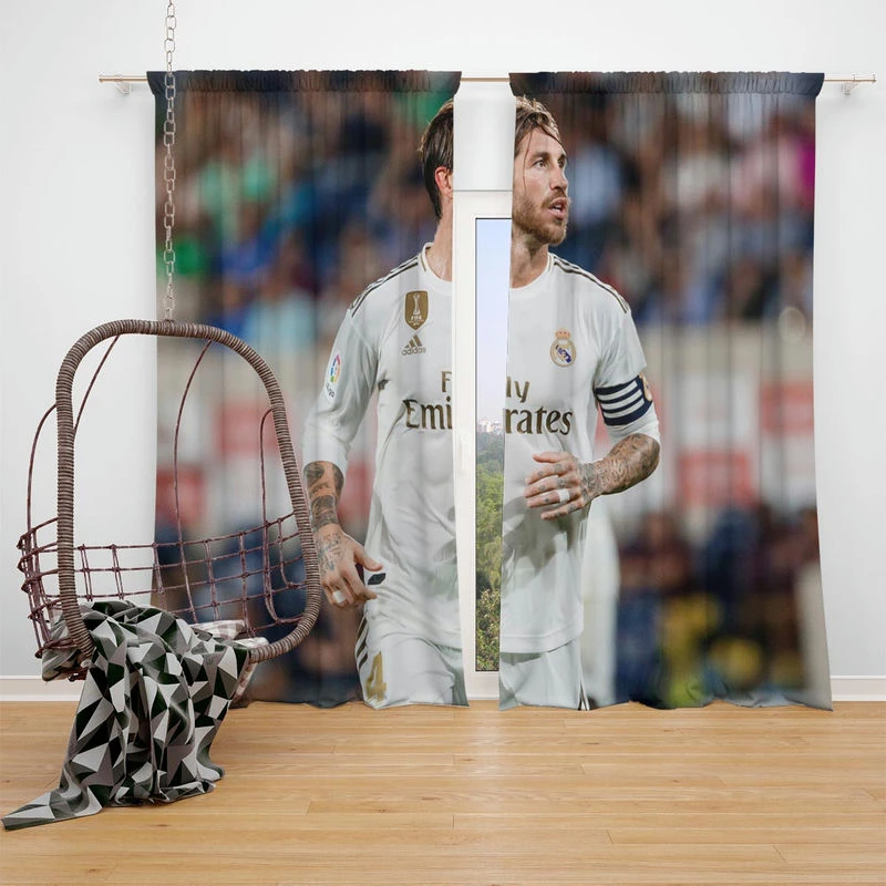 Real Madrid Soccer Player Sergio Ramos Window Curtain