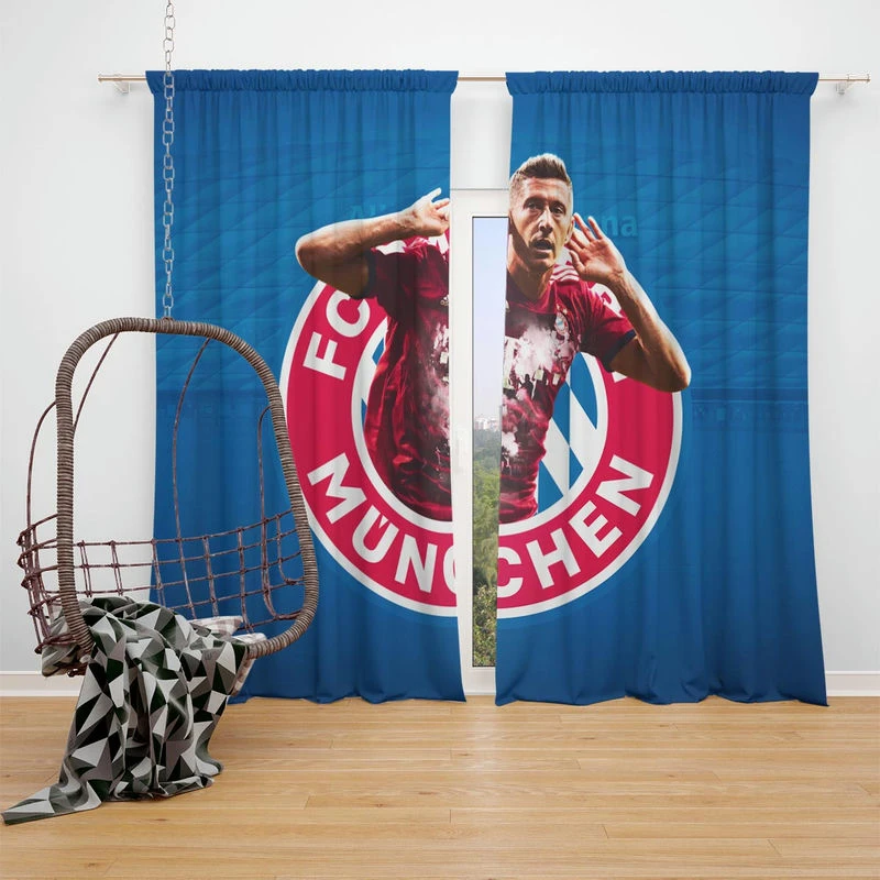 Robert Lewandowski Bayern Munich Football Player Window Curtain