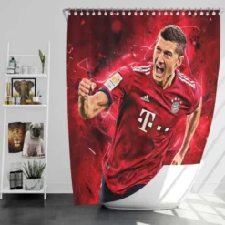 Robert Lewandowski Focused Football Player Shower Curtain