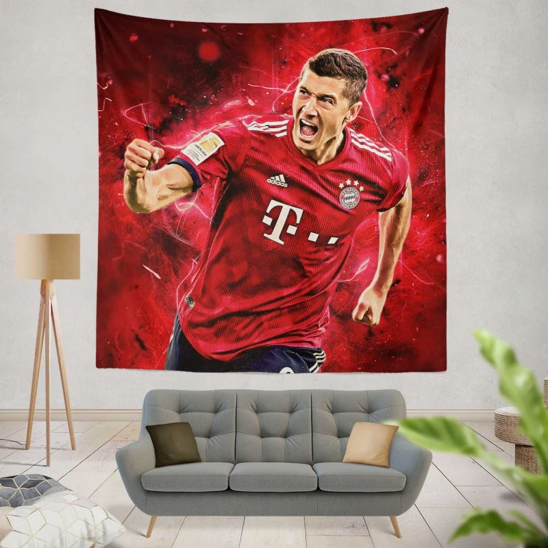 Robert Lewandowski Focused Football Player Tapestry