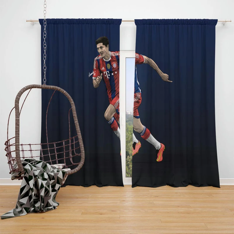 Robert Lewandowski Football Player Art Window Curtain