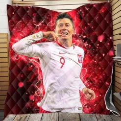 Robert Lewandowski Hardworking Polish Sports Player Quilt Blanket