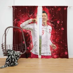 Robert Lewandowski Hardworking Polish Sports Player Window Curtain