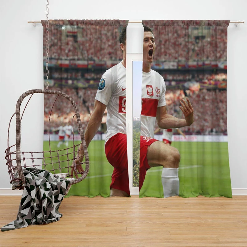 Robert Lewandowski Polish Footballer Window Curtain
