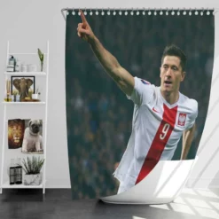 Robert Lewandowski Polish World Cup Player Shower Curtain