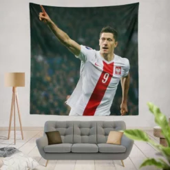 Robert Lewandowski Polish World Cup Player Tapestry