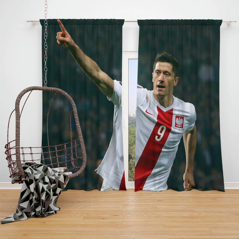 Robert Lewandowski Polish World Cup Player Window Curtain