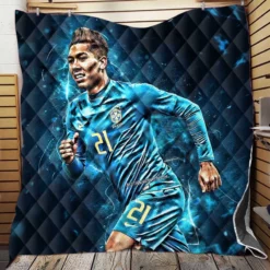 Roberto Firmino Honorable Brazil Football Quilt Blanket