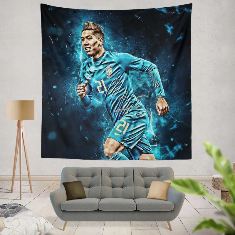 Roberto Firmino Honorable Brazil Football Tapestry